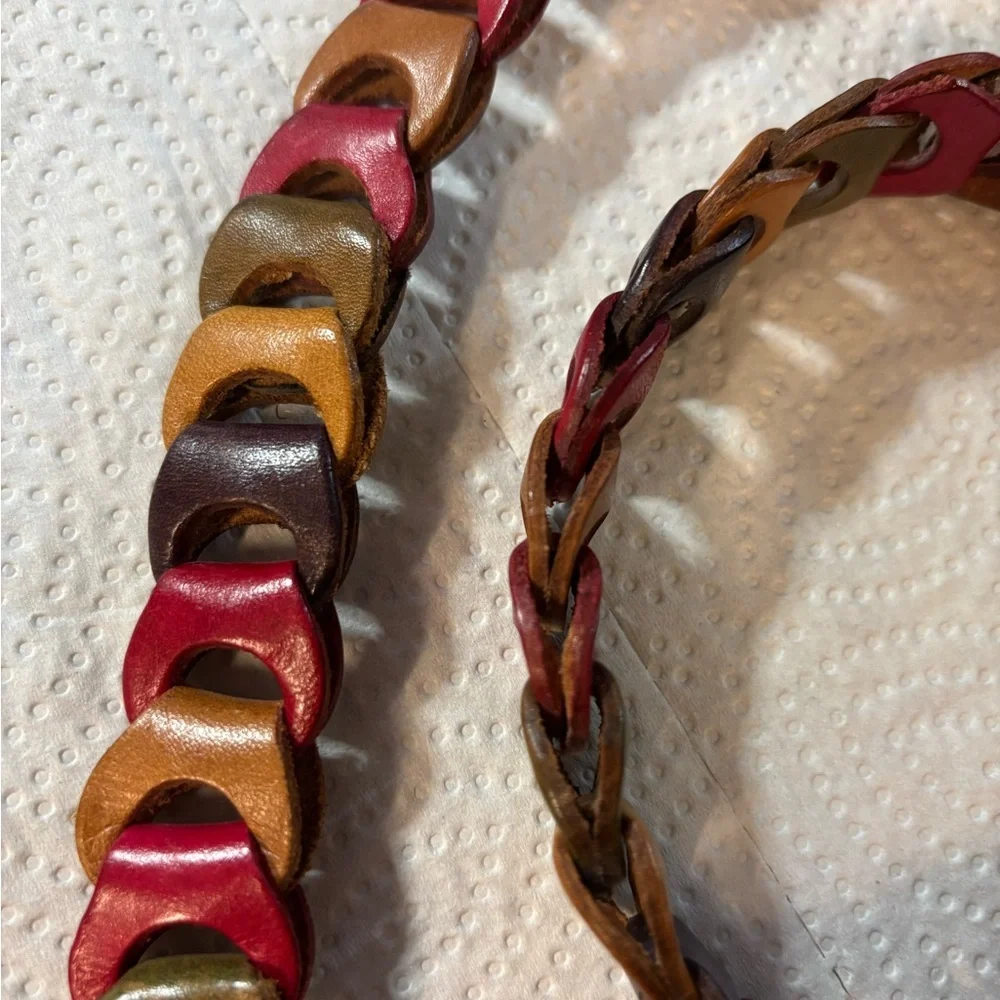 Women’s Vintage braided belt Aimee Lynn size S M leather multi retro Cowgirl
